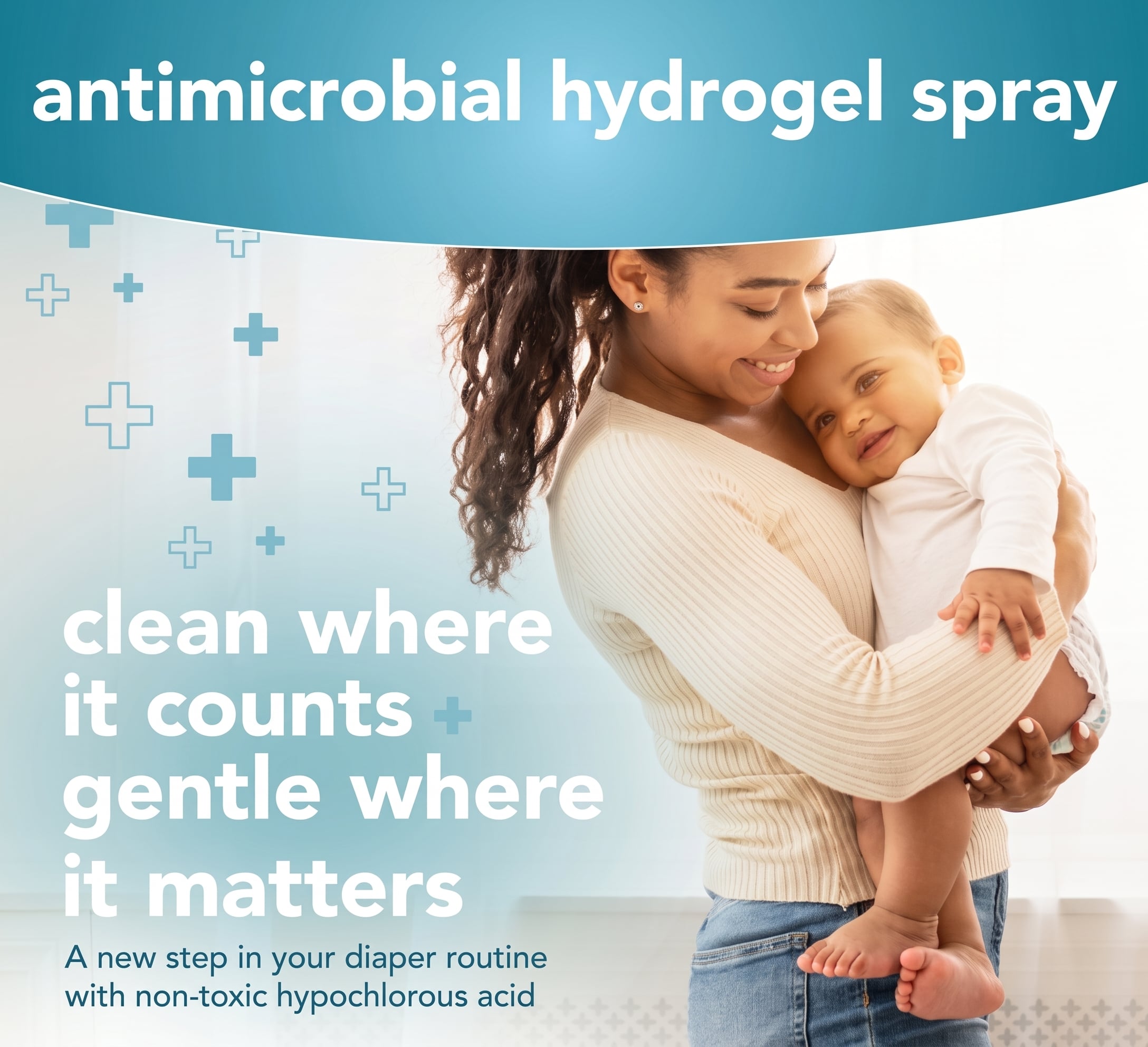 A+D Antimicrobial Hydrogel Spray. Clean where it counts. Gentle where it matters.